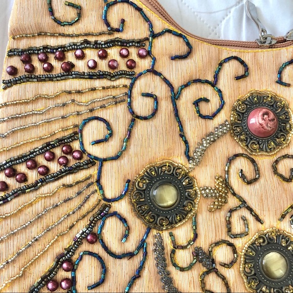 Shimmering Gold Bag with Embroidered Beads & Gems - Picture 4 of 8